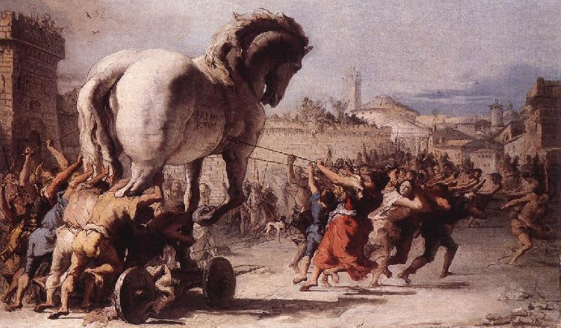 TIEPOLO, Giovanni Domenico The Procession of the Trojan Horse in Troy e china oil painting image